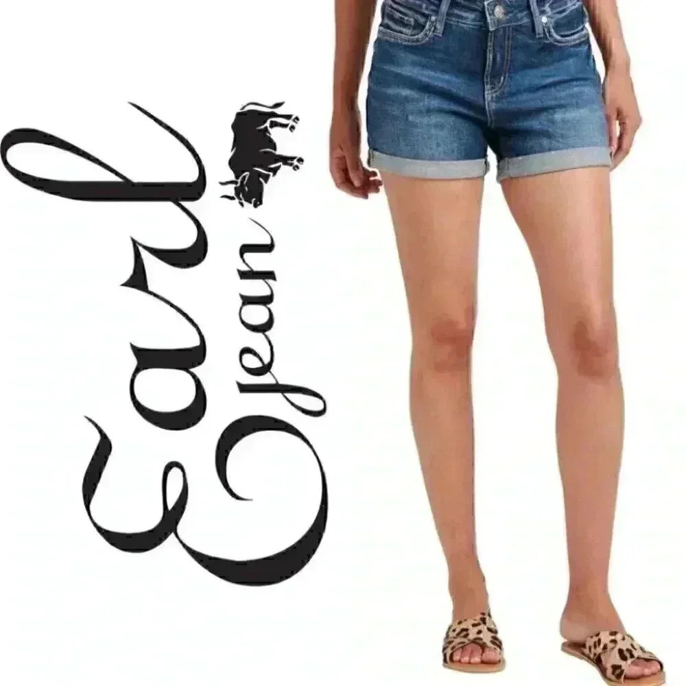 Earl jeans Women's Avery High Rise Rolled Cuff Button Shorts - Picture 9 of 9
